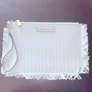 Michael Kors large white summer clutch